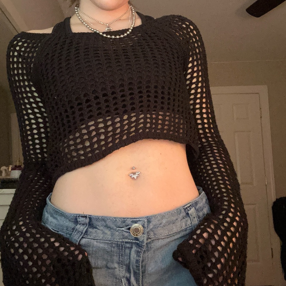 Urban Outfitters Black Crochet Crop Top